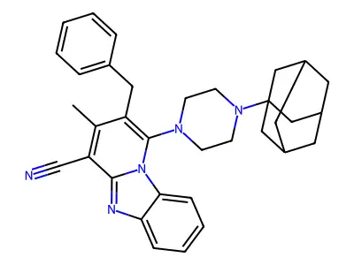 1-[4-(1-adamantyl)piperazin-1-yl]-2-benzyl-3-methylpyrido[1,2-a]benzimidazole-4-carbonitrile structure