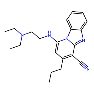 1-((2-(diethylamino)ethyl)amino)-3-propylbenzo[4,5]imidazo[1,2-a]pyridine-4-carbonitrile structure