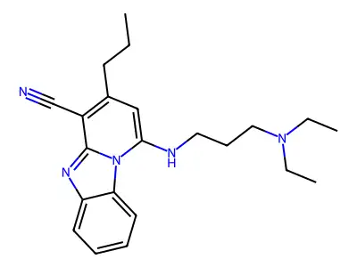 13-{[3-(diethylamino)propyl]amino}-11-propyl-1,8-diazatricyclo[7.4.0.0^{2,7}]trideca-2(7),3,5,8,10,12-hexaene-10-carbonitrile structure