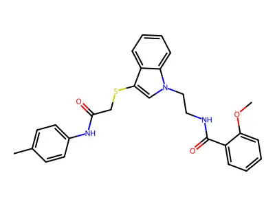 2-methoxy-N-{2-[3-({[(4-methylphenyl)carbamoyl]methyl}sulfanyl)-1H-indol-1-yl]ethyl}benzamide structure