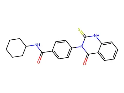 N-cyclohexyl-4-(4-oxo-2-sulfanylidene-1H-quinazolin-3-yl)benzamide structure