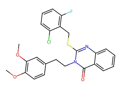 2-((2-chloro-6-fluorobenzyl)thio)-3-(3,4-dimethoxyphenethyl)quinazolin-4(3H)-one structure