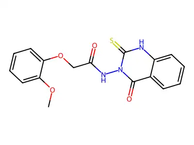 2-(2-methoxyphenoxy)-N-(4-oxo-2-sulfanylidene-1H-quinazolin-3-yl)acetamide structure