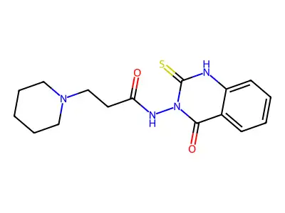 N-(4-oxo-2-sulfanylidene-1H-quinazolin-3-yl)-3-piperidin-1-ylpropanamide structure