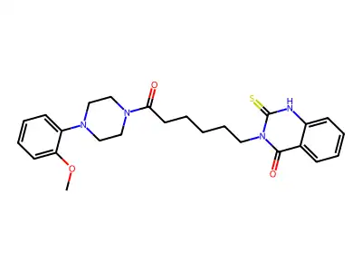 3-{6-[4-(2-methoxyphenyl)piperazin-1-yl]-6-oxohexyl}-2-sulfanylidene-1,2,3,4-tetrahydroquinazolin-4-one structure