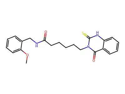 N-(2-methoxybenzyl)-6-(4-oxo-2-thioxo-1,2-dihydroquinazolin-3(4H)-yl)hexanamide structure