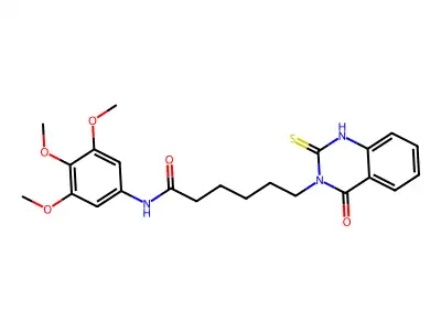 6-(4-oxo-2-sulfanylidene-1H-quinazolin-3-yl)-N-(3,4,5-trimethoxyphenyl)hexanamide structure