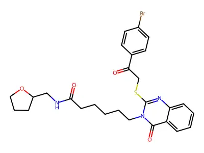 6-(2-{[2-(4-bromophenyl)-2-oxoethyl]sulfanyl}-4-oxo-3,4-dihydroquinazolin-3-yl)-N-[(oxolan-2-yl)methyl]hexanamide structure