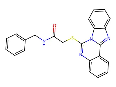 2-(benzimidazolo[1,2-c]quinazolin-6-ylsulfanyl)-N-benzylacetamide structure