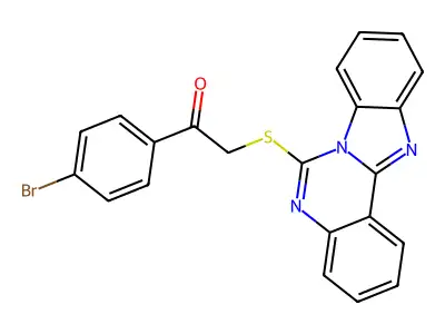 2-(Benzimidazolo[1,2-c]quinazolin-6-ylsulfanyl)-1-(4-bromophenyl)ethanone structure