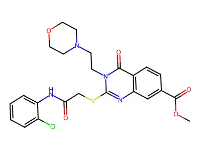 methyl 2-({[(2-chlorophenyl)carbamoyl]methyl}sulfanyl)-3-[2-(morpholin-4-yl)ethyl]-4-oxo-3,4-dihydroquinazoline-7-carboxylate structure