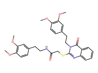 N-[2-(3,4-dimethoxyphenyl)ethyl]-2-({3-[2-(3,4-dimethoxyphenyl)ethyl]-4-oxo-3,4-dihydroquinazolin-2-yl}sulfanyl)acetamide structure