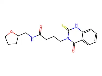 N-(oxolan-2-ylmethyl)-4-(4-oxo-2-sulfanylidene-1H-quinazolin-3-yl)butanamide structure