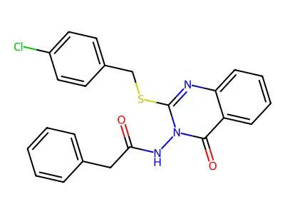 N-[2-[(4-chlorophenyl)methylsulfanyl]-4-oxoquinazolin-3-yl]-2-phenylacetamide structure