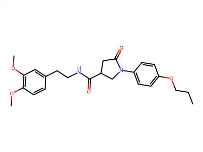 N-[2-(3,4-dimethoxyphenyl)ethyl]-5-oxo-1-(4-propoxyphenyl)pyrrolidine-3-carboxamide structure