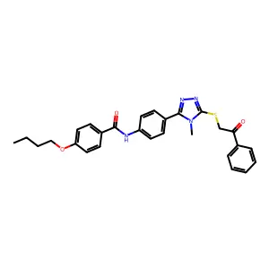 4-butoxy-N-[4-(4-methyl-5-phenacylsulfanyl-1,2,4-triazol-3-yl)phenyl]benzamide structure