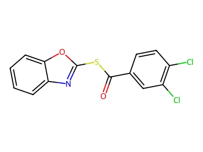 S-1,3-benzoxazol-2-yl 3,4-dichlorobenzenecarbothioate structure