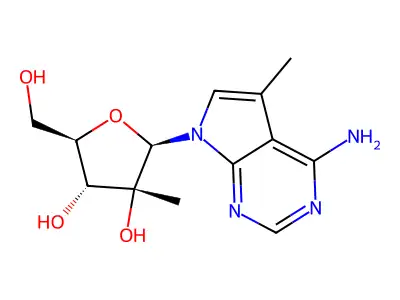 (2R,3R,4R,5R)-2-(4-amino-5-methylpyrrolo[2,3-d]pyrimidin-7-yl)-5-(hydroxymethyl)-3-methyloxolane-3,4-diol structure