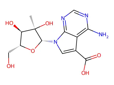 4-amino-7-(2-c-methyl-beta-d-ribofuranosyl)-7h-pyrrolo[2,3-d]pyrimidine-5-carboxylic acid structure