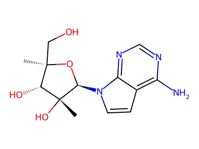 7-(2,4-Di-C-methyl-|A-D-ribofuranosyl)-7H-pyrrolo[2,3-d]pyrimidin-4-amine structure