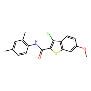 3-chloro-N-(2,4-dimethylphenyl)-6-methoxy-1-benzothiophene-2-carboxamide structure