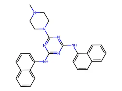 6-(4-methylpiperazin-1-yl)-N,N'-di(naphthalen-1-yl)-1,3,5-triazine-2,4-diamine structure
