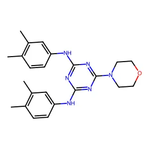 N,N'-bis(3,4-dimethylphenyl)-6-(morpholin-4-yl)-1,3,5-triazine-2,4-diamine structure
