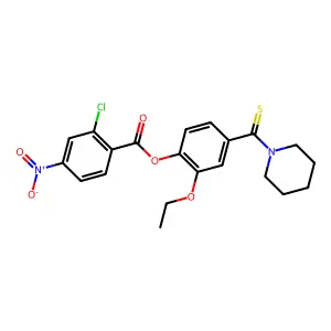 2-Ethoxy-4-(piperidin-1-ylcarbonothioyl)phenyl 2-chloro-4-nitrobenzoate structure