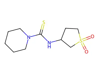 3-[(Piperidylthioxomethyl)amino]thiolane-1,1-dione structure