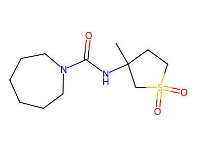 N-(3-methyl-1,1-dioxidotetrahydrothiophen-3-yl)azepane-1-carboxamide structure