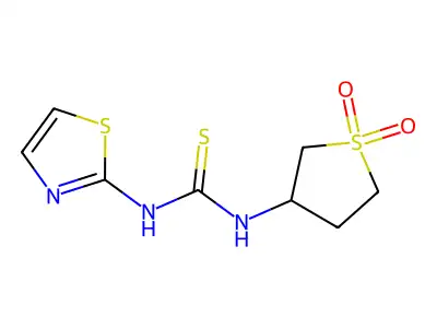 3-{[(1,3-Thiazol-2-ylamino)thioxomethyl]amino}thiolane-1,1-dione structure