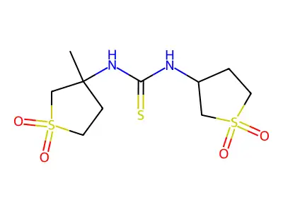 1-(1,1-dioxidotetrahydrothiophen-3-yl)-3-(3-methyl-1,1-dioxidotetrahydrothiophen-3-yl)thiourea structure