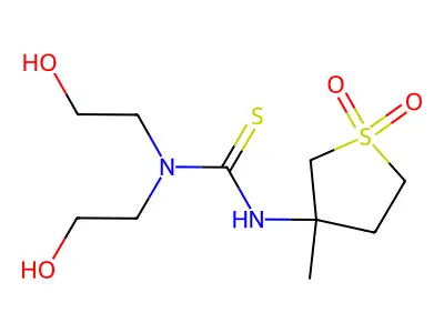 3-({[Bis(2-hydroxyethyl)amino]thioxomethyl}amino)-3-methylthiolane-1,1-dione structure