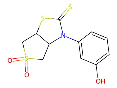 3-(3-hydroxyphenyl)tetrahydrothieno[3,4-d][1,3]thiazole-2(3H)-thione 5,5-dioxide structure