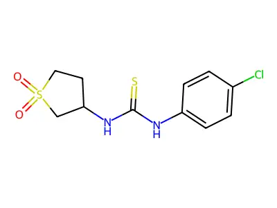 3-({[(4-Chlorophenyl)amino]thioxomethyl}amino)thiolane-1,1-dione structure