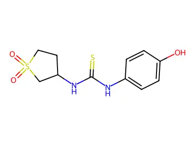 3-({[(4-Hydroxyphenyl)amino]thioxomethyl}amino)thiolane-1,1-dione structure