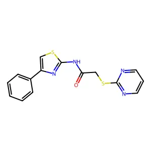 N-(4-phenyl-1,3-thiazol-2-yl)-2-(pyrimidin-2-ylsulfanyl)acetamide structure