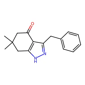 3-benzyl-6,6-dimethyl-1,5,6,7-tetrahydro-4H-indazol-4-one structure