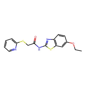 N-(6-ethoxy-1,3-benzothiazol-2-yl)-2-pyridin-2-ylsulfanylacetamide structure