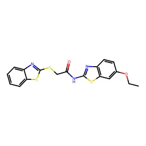 2-(1,3-benzothiazol-2-ylsulfanyl)-N-(6-ethoxy-1,3-benzothiazol-2-yl)acetamide structure