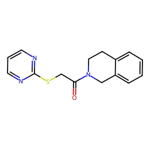 1-(3,4-dihydro-1H-isoquinolin-2-yl)-2-pyrimidin-2-ylsulfanylethanone structure