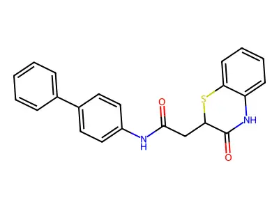 2-(3-oxo-4H-1,4-benzothiazin-2-yl)-N-(4-phenylphenyl)acetamide structure