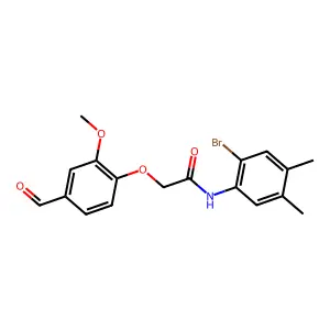 N-(2-bromo-4,5-dimethylphenyl)-2-(4-formyl-2-methoxyphenoxy)acetamide structure
