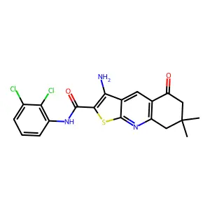 3-amino-N-(2,3-dichlorophenyl)-7,7-dimethyl-5-oxo-5,6,7,8-tetrahydrothieno[2,3-b]quinoline-2-carboxamide structure