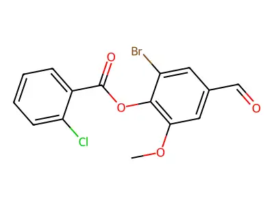 2-Bromo-4-formyl-6-methoxyphenyl 2-chlorobenzoate structure