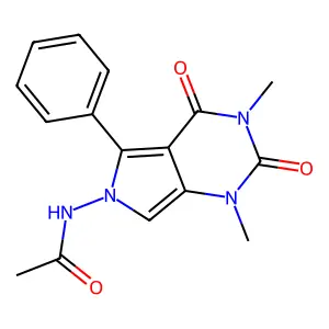 N-(1,3-dimethyl-2,4-dioxo-5-phenylpyrrolo[3,4-d]pyrimidin-6-yl)acetamide structure
