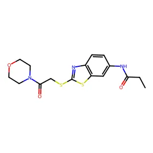 N-[2-(2-morpholin-4-yl-2-oxoethyl)sulfanyl-1,3-benzothiazol-6-yl]propanamide structure