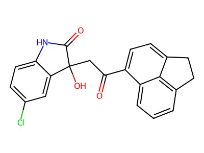 5-chloro-3-[2-(1,2-dihydroacenaphthylen-5-yl)-2-oxoethyl]-3-hydroxy-1H-indol-2-one structure
