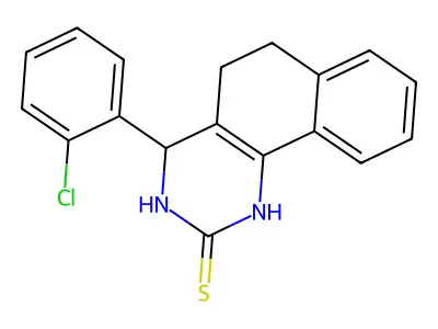 4-(2-chlorophenyl)-3,4,5,6-tetrahydrobenzo[h]quinazoline-2(1H)-thione structure