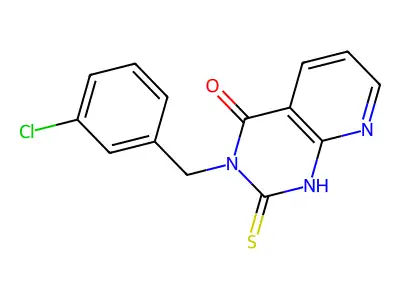 3-[(3-chlorophenyl)methyl]-2-sulfanylidene-1H-pyrido[2,3-d]pyrimidin-4-one structure
